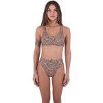 Braune Animal-Print Hurley Bikini-Tops mit Leopard-Motiv mit Kreuzträgern für Damen 