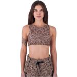 Braune Animal-Print Hurley High Neck Bikinitops mit Leopard-Motiv für Damen Größe M 