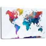 Bunte Leinwandbilder mit Weltkartenmotiv 100x150 