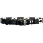 Schwarze Lack-Optik Ledergürtel mit Schnalle aus Leder für Herren Länge 95 