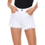 Weiße Vintage Jeans Hotpants mit Reißverschluss aus Baumwolle für Damen Größe S 
