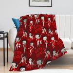 HYN Betty Boop Decke für Sofa, Flanell, Überwurf, weiche Decke, Geschenk für Mon, Größe 127 x 101 cm (Rot)