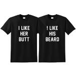 I Like Her Butt His Beard Top Matching Couple Set Funny T-Shirt Gr. X-Large, Schwarz