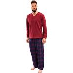 Reduzierte Rote Karo Pyjamas lang aus Baumwolle für Herren Größe L für den für den Winter 