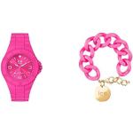 Reduzierte Pinke Ice Watch Damenarmbanduhren aus Silikon mit Silikonarmband 