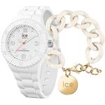 Goldene Ice Watch Stahlarmbanduhren glänzend mit Silikonarmband für Damen 
