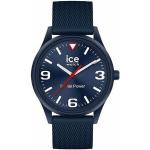 Blaue 5 Bar wasserdichte Wasserdichte Ice Watch Solar Kunststoffarmbanduhren Dornschließe mit Kunststoff-Uhrenglas 