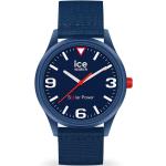 Blaue Minimalistische Ice Watch Runde Solar Kunststoffarmbanduhren Matte mit Analog-Zifferblatt mit Kunststoff-Uhrenglas 