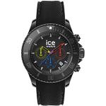 Schwarze 10 Bar wasserdichte Wasserdichte Ice Watch Runde Quarz Herrenarmbanduhren mit Analog-Zifferblatt mit Mineralglas-Uhrenglas mit Silikonarmband 
