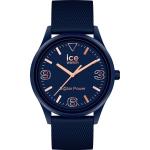 Blaue Wasserdichte Ice Watch Solar Kunststoffarmbanduhren mit Kunststoff-Uhrenglas mit Silikonarmband für Herren zum Schwimmen 