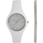 Silberne 10 Bar wasserdichte Wasserdichte Ice Watch Runde Quarz Damenarmbanduhren aus Silikon mit Mineralglas-Uhrenglas mit Silikonarmband 
