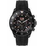 Schwarze 10 Bar wasserdichte Wasserdichte Ice Watch Kunststoffarmbanduhren mit Chronograph-Zifferblatt mit Kunststoff-Uhrenglas mit Silikonarmband für Herren zum Schwimmen 