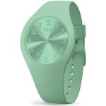 Reduzierte Grüne 10 Bar wasserdichte Ice Watch Damenarmbanduhren aus Silikon mit Silikonarmband 