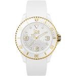 Weiße Elegante Ice Watch Damenarmbanduhren aus Kristall mit Weißgoldarmband 