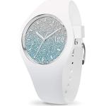 Reduzierte Silberne 10 Bar wasserdichte Ice Watch Damenarmbanduhren glänzend aus Silikon mit Silikonarmband 