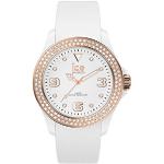 Weiße 10 Bar wasserdichte Ice Watch Damenarmbanduhren Glänzende aus Rosegold mit Roségold-Armband 