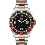 Silberne Ice Watch Runde Herrenarmbanduhren aus Edelstahl mit Mineralglas-Uhrenglas mit Roségold-Armband 