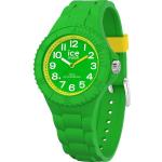 Grüne 10 Bar wasserdichte Wasserdichte Ice Watch Runde Quarz Kinderarmbanduhren aus Silikon mit Analog-Zifferblatt mit Kunststoff-Uhrenglas mit Silikonarmband 