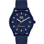 Dunkelblaue 5 Bar wasserdichte Wasserdichte Ice Watch Solar Kunststoffarmbanduhren mit Kunststoff-Uhrenglas mit Silikonarmband für Herren 