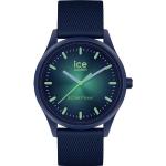 Dunkelblaue 5 Bar wasserdichte Wasserdichte Ice Watch Solar Kunststoffarmbanduhren mit Analog-Zifferblatt mit Kunststoff-Uhrenglas mit Silikonarmband für Herren 
