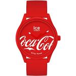 Rote Wasserdichte Ice Watch Coca Cola Solar Herrenarmbanduhren mit Analog-Zifferblatt mit Silikonarmband 