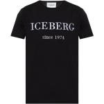 Reduzierte Schwarze Bestickte Kurzärmelige Iceberg T-Shirts aus Baumwolle für Herren Größe L 