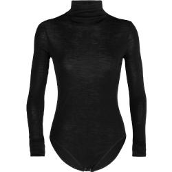 Icebreaker - Pulli mit Rundhalskragen aus Merino - W Queens LS High Neck Bodysuit Black für Damen aus Wolle - Größe S - schwarz