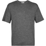 Graue Kurzärmelige Icebreaker Pocket Shirts mit Tasche mit Reißverschluss aus Wolle für Herren Größe XL 