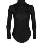 Schwarze Langärmelige Icebreaker Merino-Unterwäsche aus Wolle für Damen Größe L 