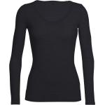 Schwarze Langärmelige Icebreaker Siren V-Shirts aus Polyamid für Damen Größe XL 