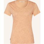 Orange Blumenmuster Icebreaker Tech T-Shirts aus Wolle für Damen Größe S 