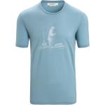 Hellblaue Kurzärmelige Icebreaker Tech T-Shirts aus Merino-Wolle für Herren Größe XXL 