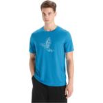 Blaue Kurzärmelige Icebreaker Tech T-Shirts aus Merino-Wolle für Herren Größe L 