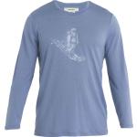 Blaue Langärmelige Icebreaker Tech T-Shirts für Herren Größe S für den für den Herbst 