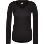Schwarze Langärmelige Icebreaker Oasis V-Ausschnitt V-Shirts aus Wolle für Damen Größe S 