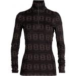 Schwarze Langärmelige Icebreaker Vertex Print-Shirts mit Reißverschluss aus Merino-Wolle für Damen Größe XS 