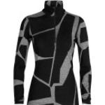 Schwarze Langärmelige Icebreaker Vertex Print-Shirts mit Reißverschluss aus Merino-Wolle für Damen Größe M 