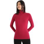 Rote Langärmelige Icebreaker Tech Bio Damenlongsleeves & Damenlangarmshirts mit Kirschenmotiv mit Reißverschluss Größe XL für den für den Winter 