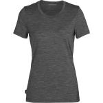 Graue Kurzärmelige Icebreaker Tech T-Shirts mit Reißverschluss aus Merino-Wolle für Damen Größe L 
