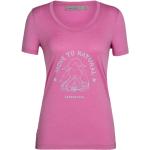 Rosa Kurzärmelige Icebreaker Tech T-Shirts mit Reißverschluss aus Wolle für Damen Größe XL 