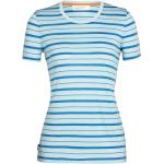 Blaue Gestreifte Kurzärmelige Icebreaker T-Shirts aus Jersey für Damen Größe XS 