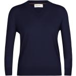 Marineblaue Langärmelige Icebreaker Damensweatshirts aus Wolle Größe S 