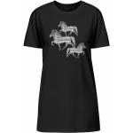 Schwarze Bio Shirtkleider mit Pferdemotiv aus Jersey für Damen Größe S für den für den Sommer 