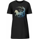 Schwarze Bio Shirtkleider mit Pferdemotiv aus Jersey für Damen Größe XL für den für den Sommer 