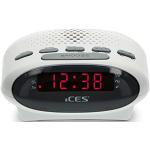 iCES ICR-210 Radiowecker - Radiowecker mit 2 Stunden Weckzeit - PLL FM - Snooze - Sleep Timer - Gangreserve - Weiss