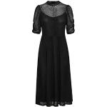 Reduzierte Schwarze ICHI Stehkragen Damenkleider mit Reißverschluss aus Mesh Größe XL 