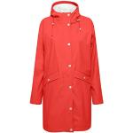 Rote Wasserdichte ICHI Regenjacken mit Reißverschluss mit Kapuze für Damen Größe XS für den für den Herbst 