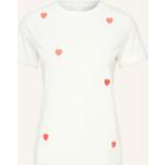 Weiße ICHI Bio Herzförmige T-Shirts aus Baumwolle für Damen Größe XS 