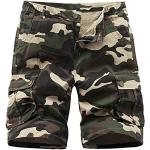 Braune Camouflage Cargo-Shorts mit Reißverschluss aus Baumwolle für Herren für den für den Sommer 