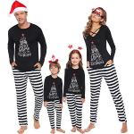 Reduzierte Schwarze Pyjamas lang mit Weihnachts-Motiv für Damen Größe L Weihnachten 